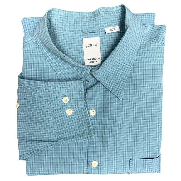 EUC Men's‎ J. CREW Sueded Broadcloth Mini Gingham Blue Shirt | Size XL - Picture 1 of 7